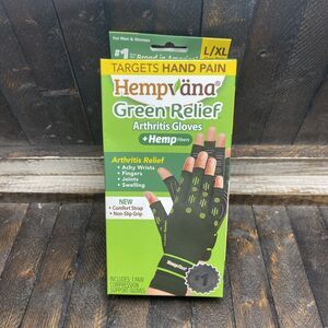 1 Pr Hempvana Sz L/XL Arthritis Hemp Gloves Unisex Adult W/Comfort Strap